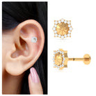 Rosec Jewels-Vintage Inspired Moissanite Cartilage Earring in Gold