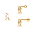 Rosec Jewels-Unique Diamond Gold Fish Earring for Tragus Piercing