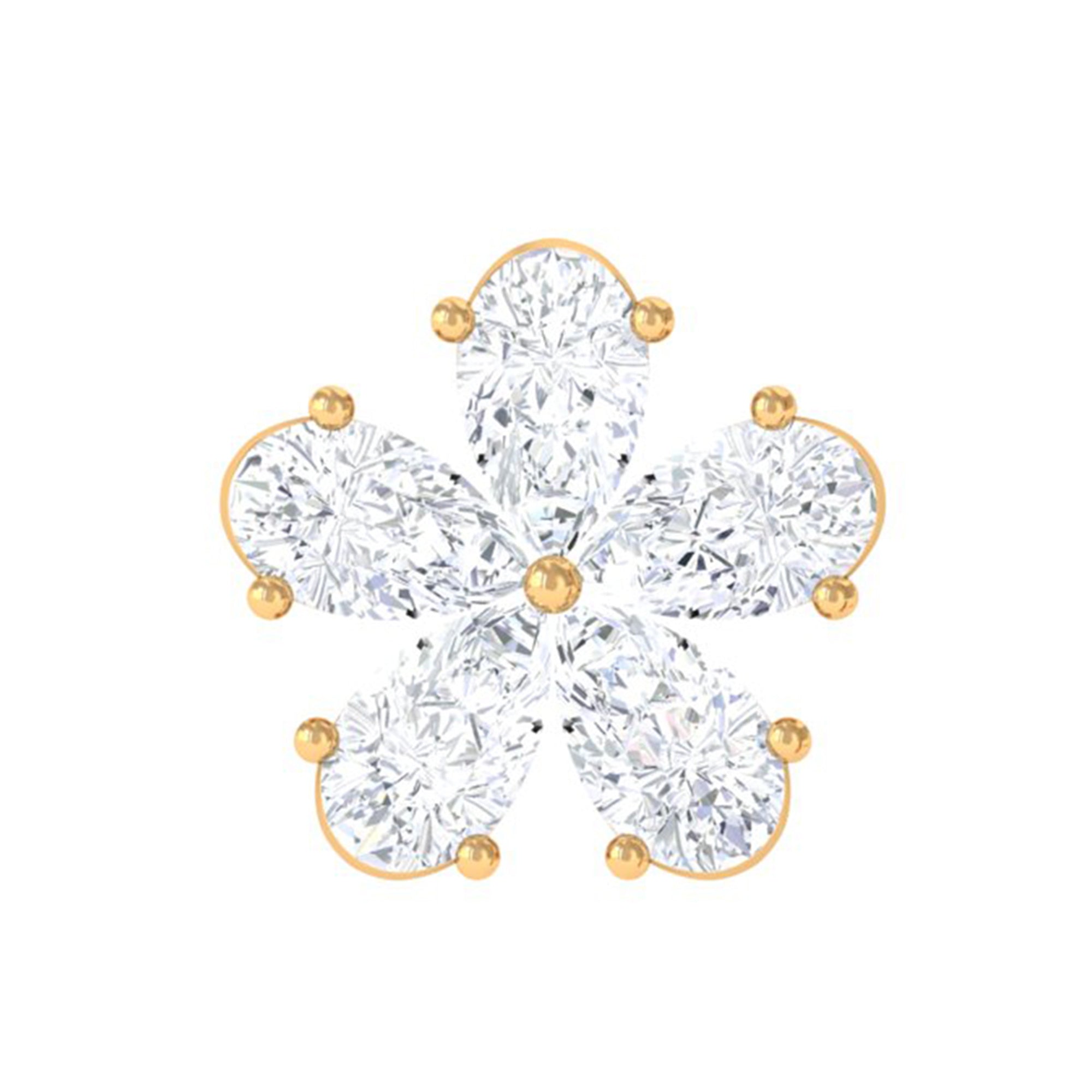 Rosec Jewels-Pear Moissanite Floral Earring for Cartilage Piercing