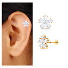 Rosec Jewels-Pear Moissanite Floral Earring for Cartilage Piercing