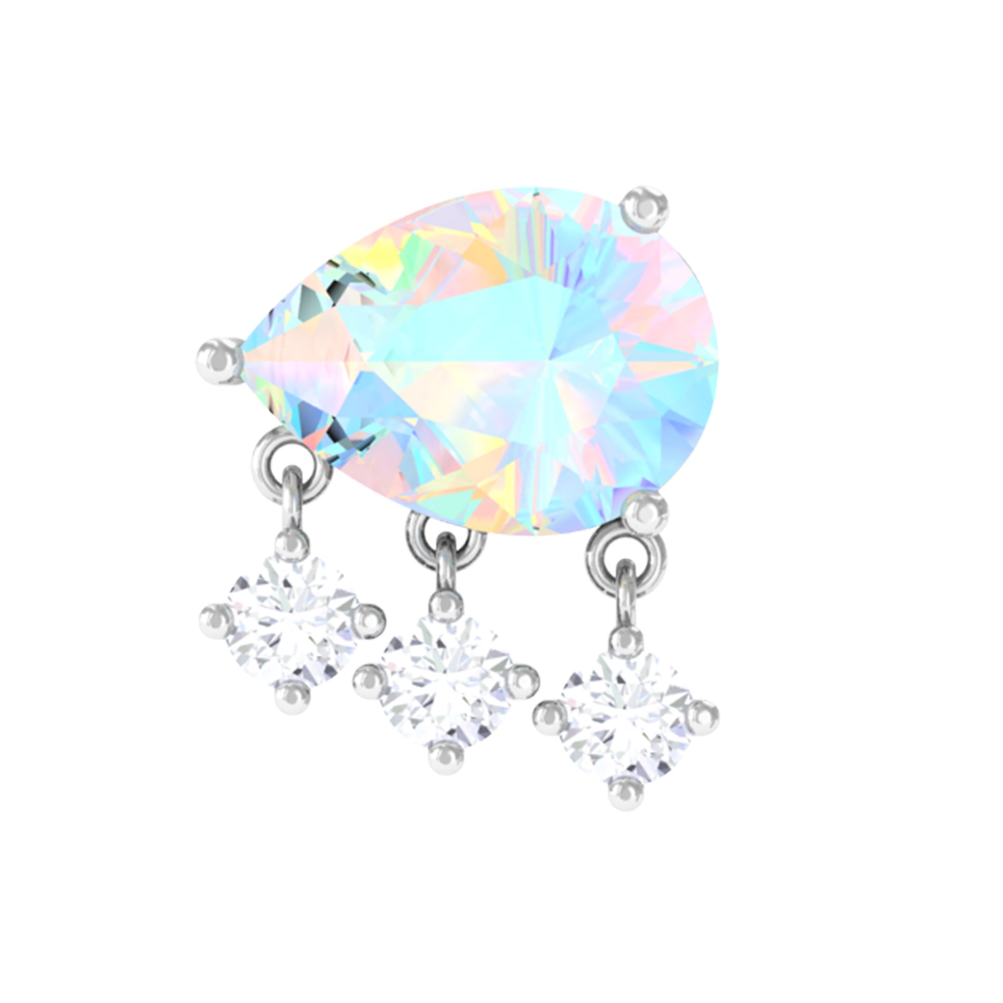 Rosec Jewels-Ethiopian Opal and Moissanite Dangle Helix Earring