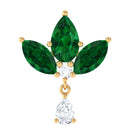 Rosec Jewels-Created Emerald Flower Earring with Teardrop Moissanite