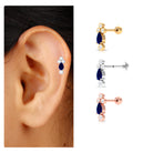 Rosec Jewels-Pear Shape Blue Sapphire Helix Earring with Moissanite