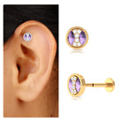 Rosec Jewels-Amethyst and Moissanite Circle Helix Earring in Gold