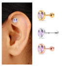 Rosec Jewels-Amethyst and Moissanite Circle Helix Earring in Gold