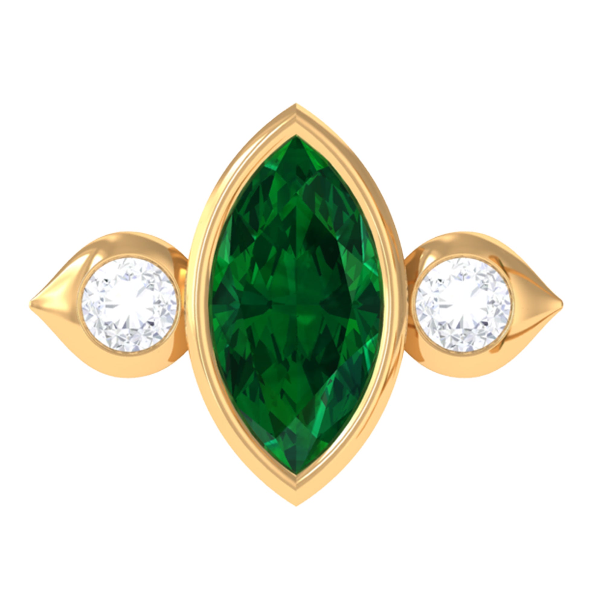 Rosec Jewels-Marquise Emerald and Moissanite Cartilage Earring in Gold