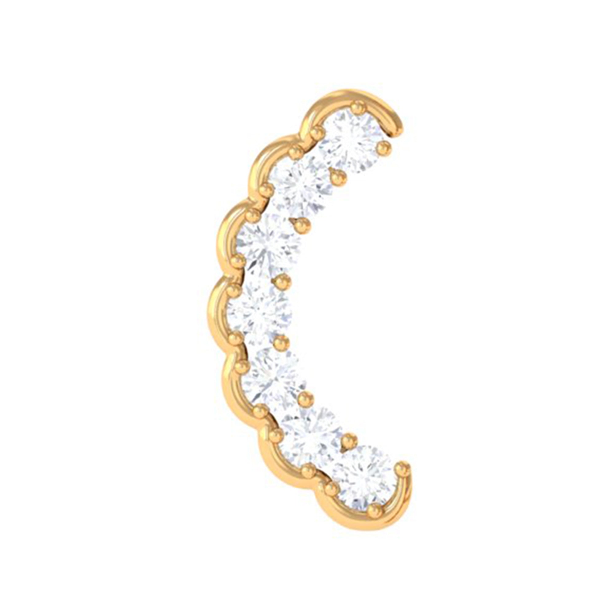 Rosec Jewels-Round Moissanite Climber Cartilage Earring in Gold