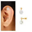 Rosec Jewels-Ethiopian Opal and Moissanite Halo Cartilage Drop Earring