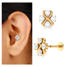 Rosec Jewels-Round Certified Moissanite Unique Conch Earring