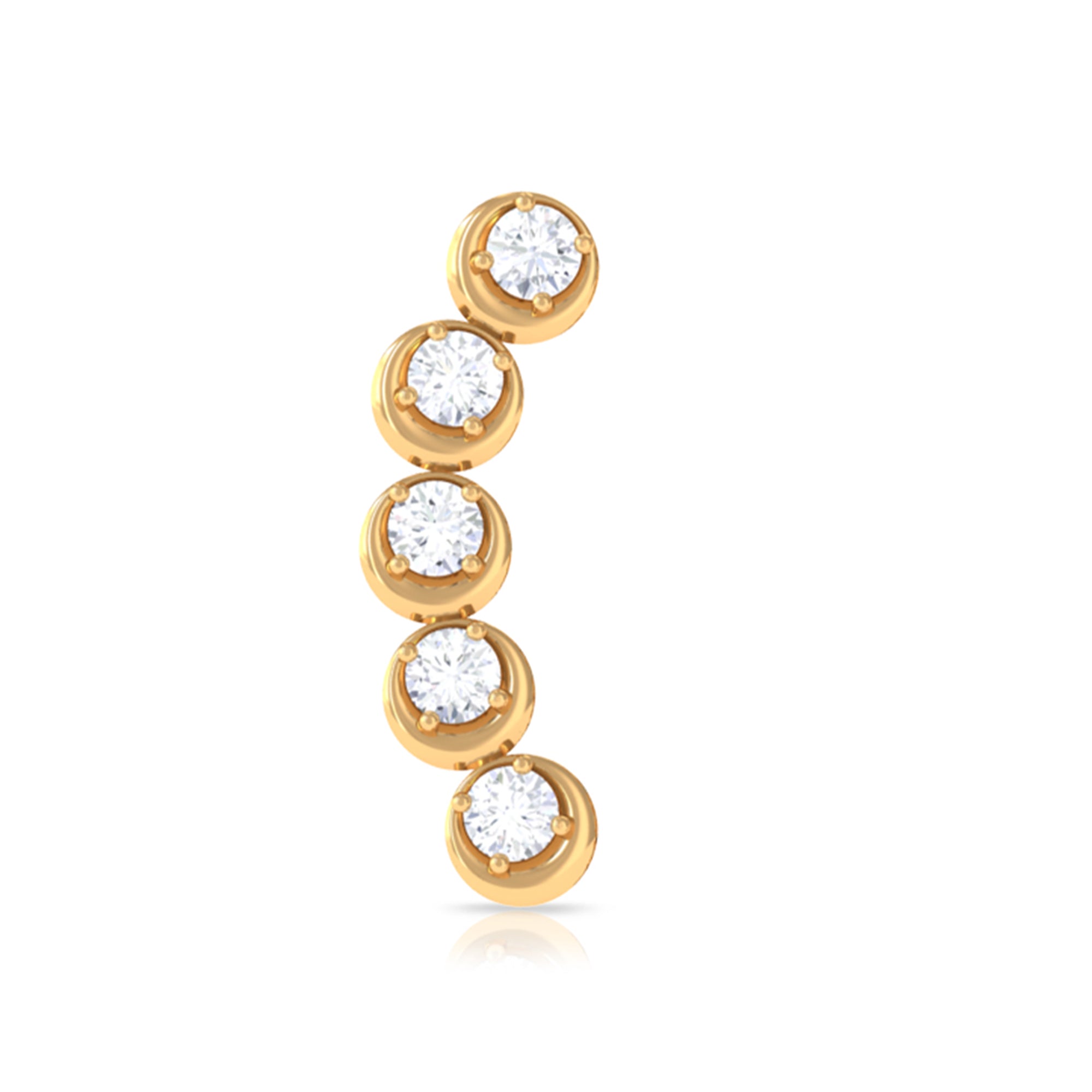 Rosec Jewels-Round Moissanite Gold Crawler Earring for Helix Piercing