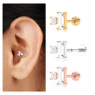 Rosec Jewels-Baguette and Round Cut Moissanite Tragus Earring