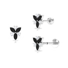 Rosec Jewels-Black Onyx and Moissanite Flower Earring for Helix Piercing