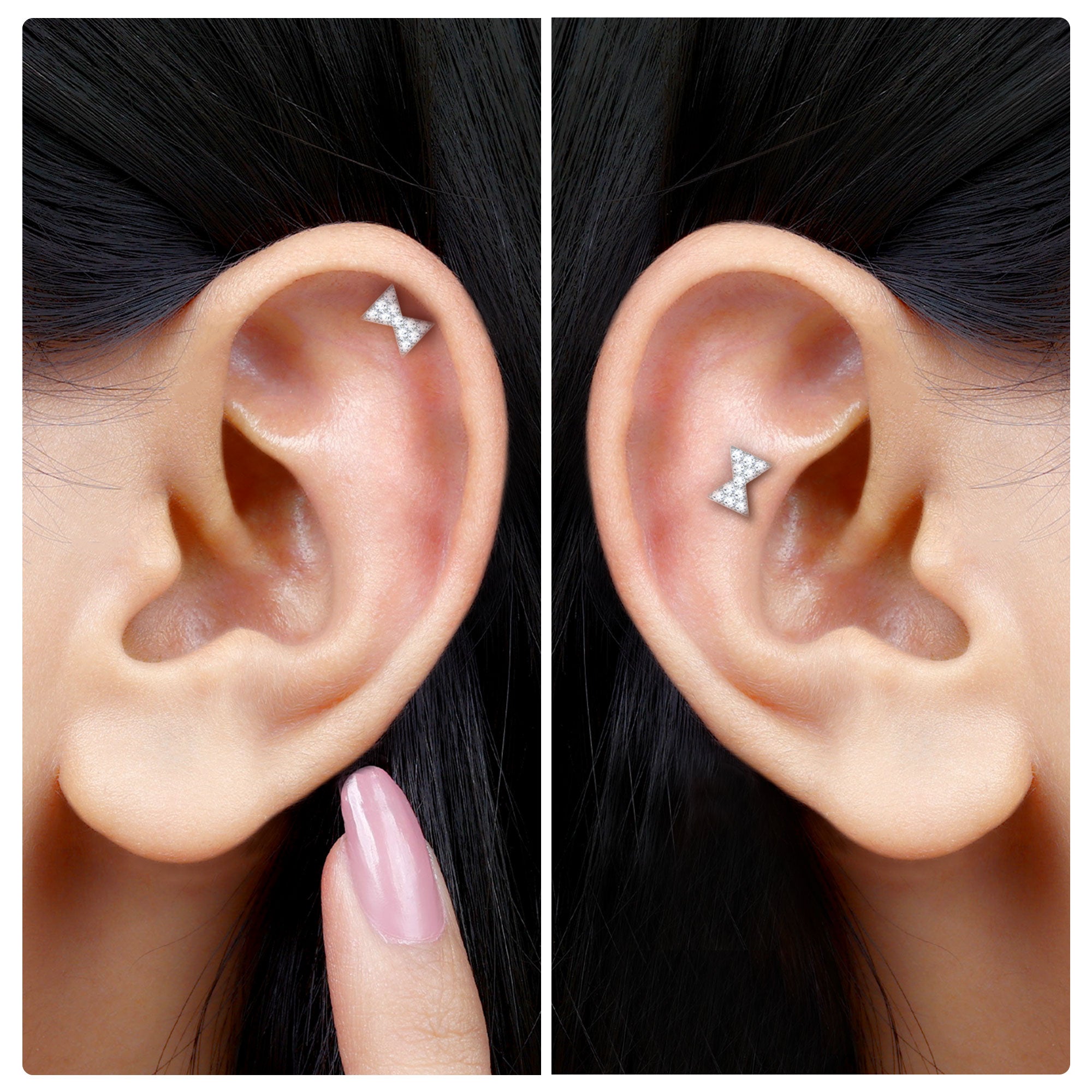 Rosec Jewels-Minimalist Moissanite Bow Helix Earring in Gold