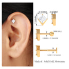 Rosec Jewels-Princess Cut Moissanite Tragus Earring in Gold