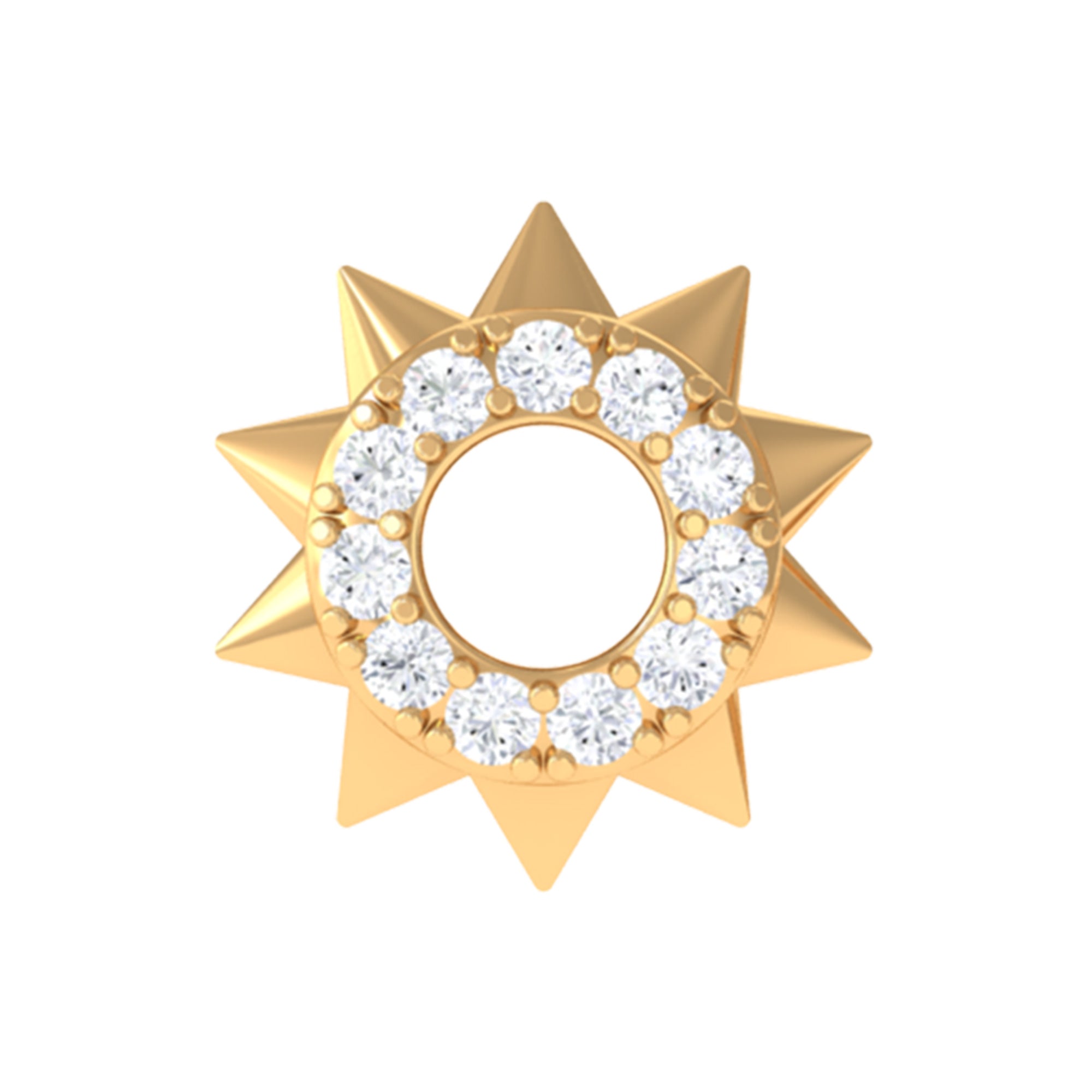 Rosec Jewels-Simple Moissanite Sunburst Cartilage Earring in Gold