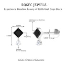 Rosec Jewels-Princess Cut Black Onyx Two Stone Tragus Earring with Diamond