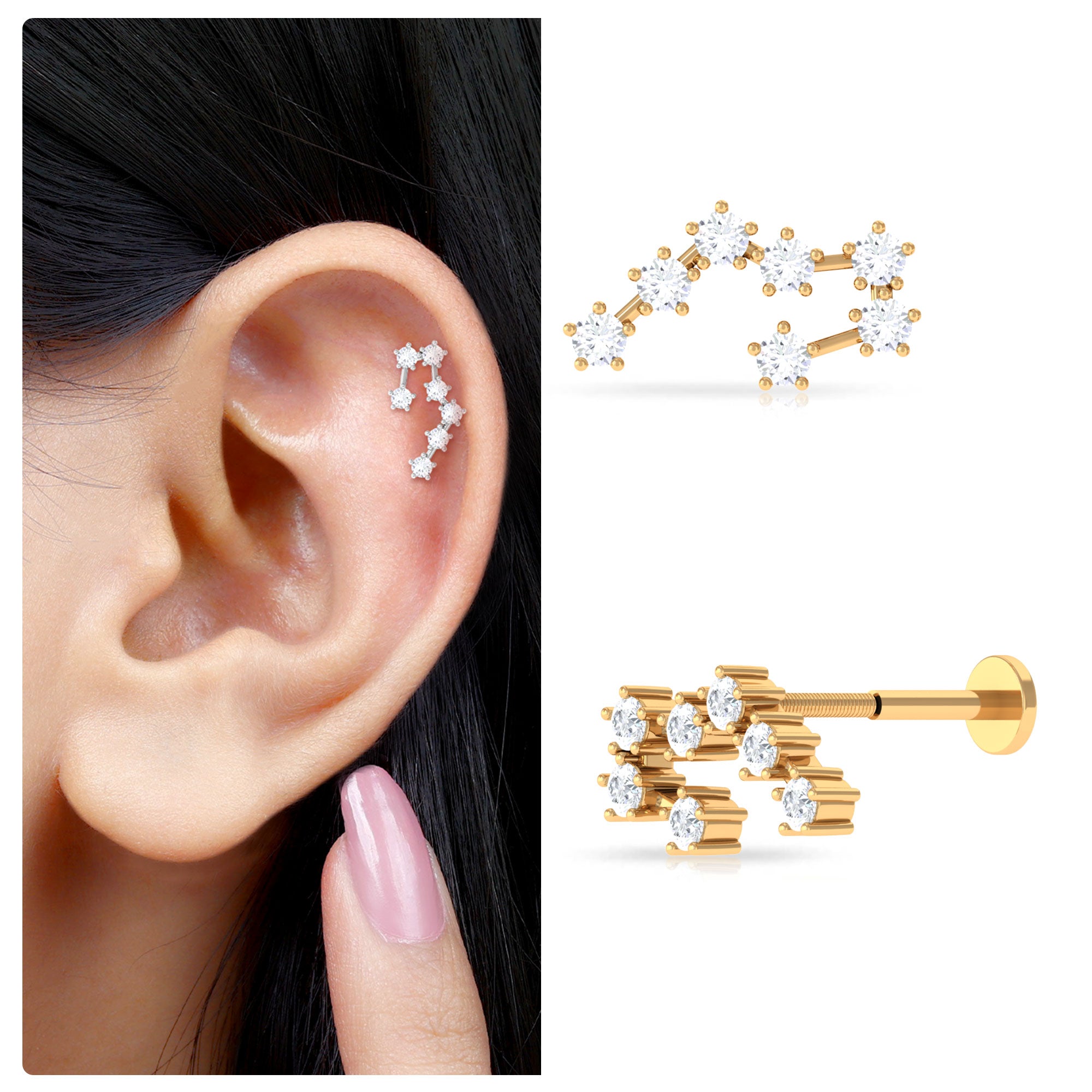 Rosec Jewels-Moissanite Ear Climber Taurus Zodiac Earring