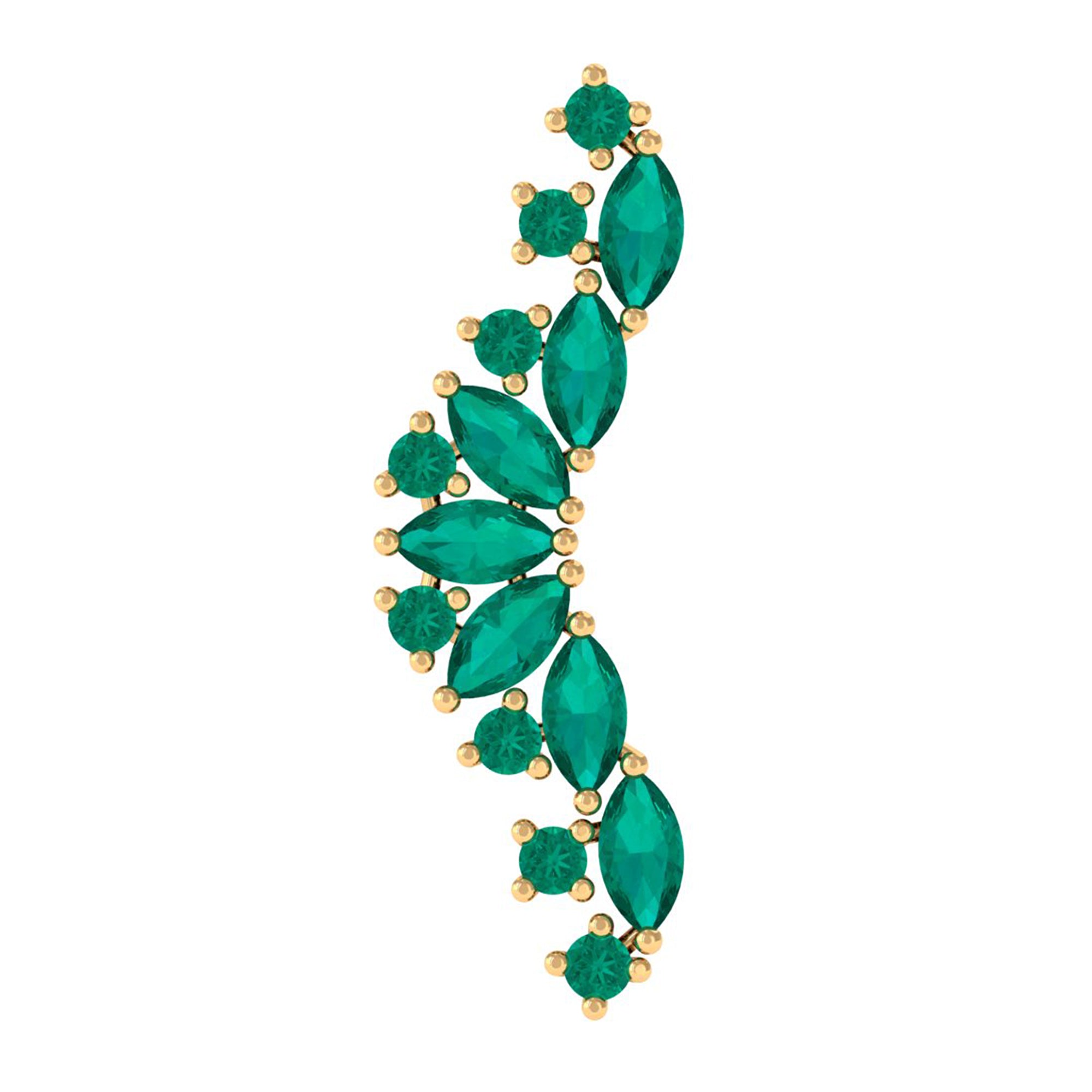 Rosec Jewels-Unique Marquise Emerald Crawler Cartilage Earring in Gold