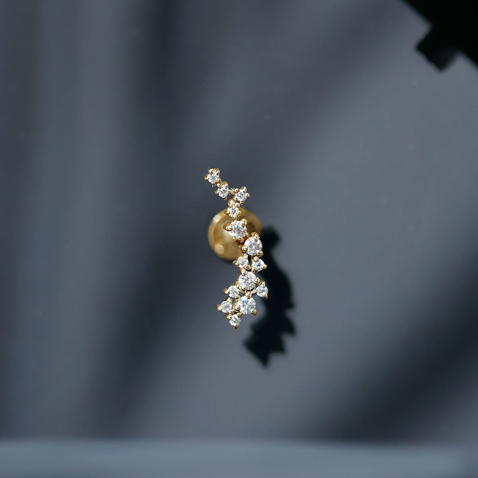 Rosec Jewels-Certified Moissanite Cluster Crawler Earring in Gold