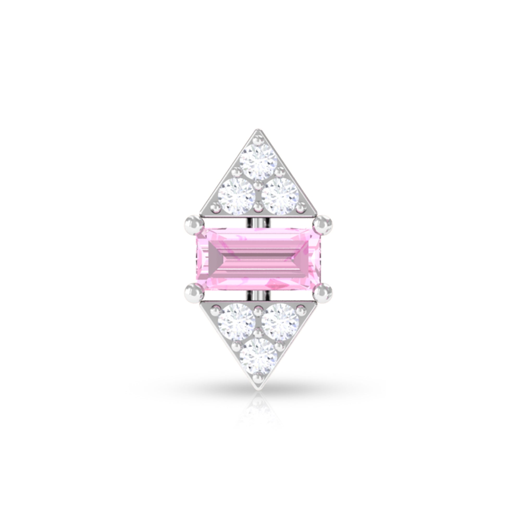 Rosec Jewels-Baguette Pink Sapphire and Moissanite Tragus Earring