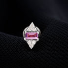 Rosec Jewels-Baguette Pink Sapphire and Moissanite Tragus Earring