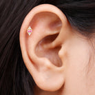 Rosec Jewels-Baguette Pink Sapphire and Moissanite Tragus Earring