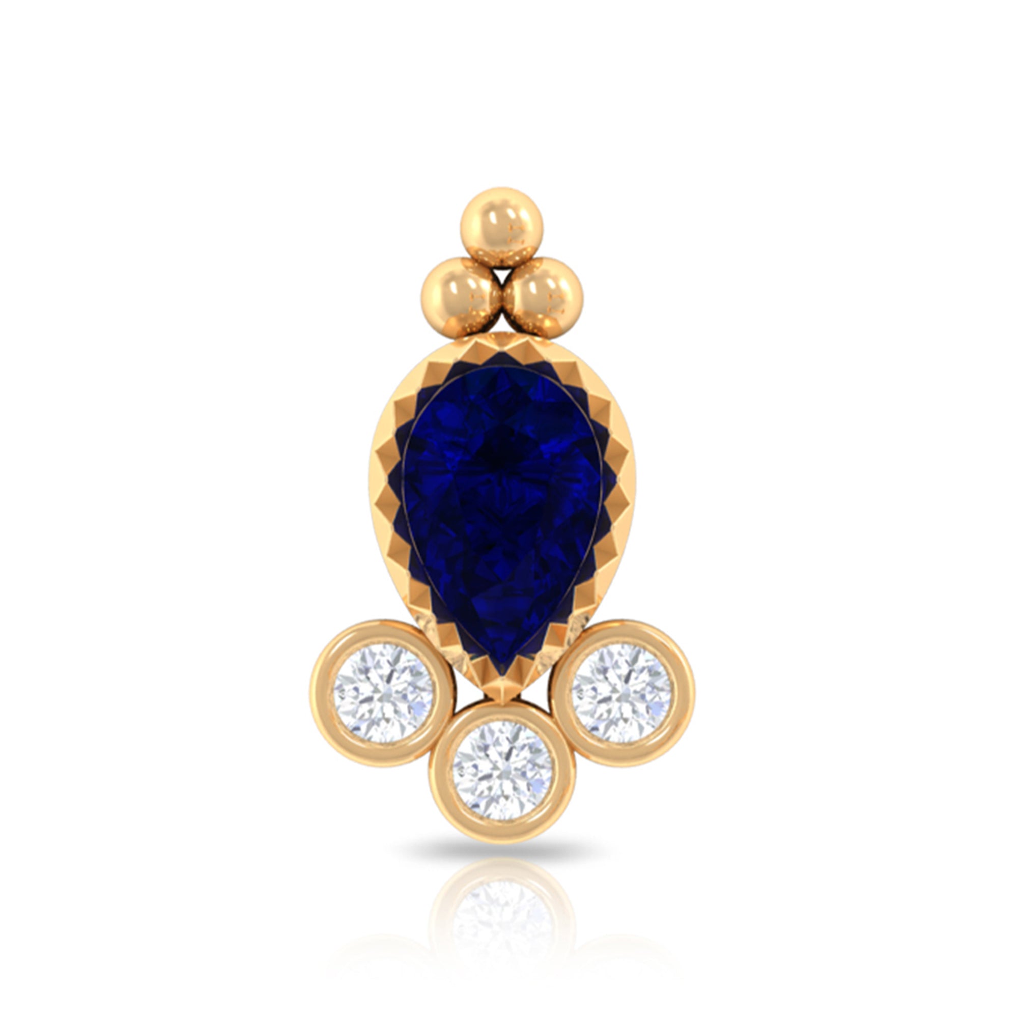 Rosec Jewels-Vintage Style Blue Sapphire and Moissanite Tragus Earring