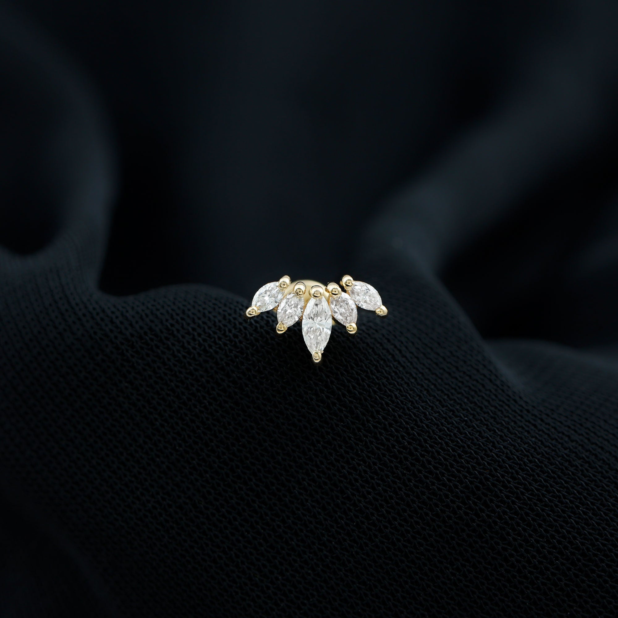 Rosec Jewels-Marquise Moissanite Leaf Ear Crawler Earring