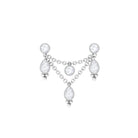 Rosec Jewels-Beaded Bezel Set Moissanite Double Chain Drop Earring