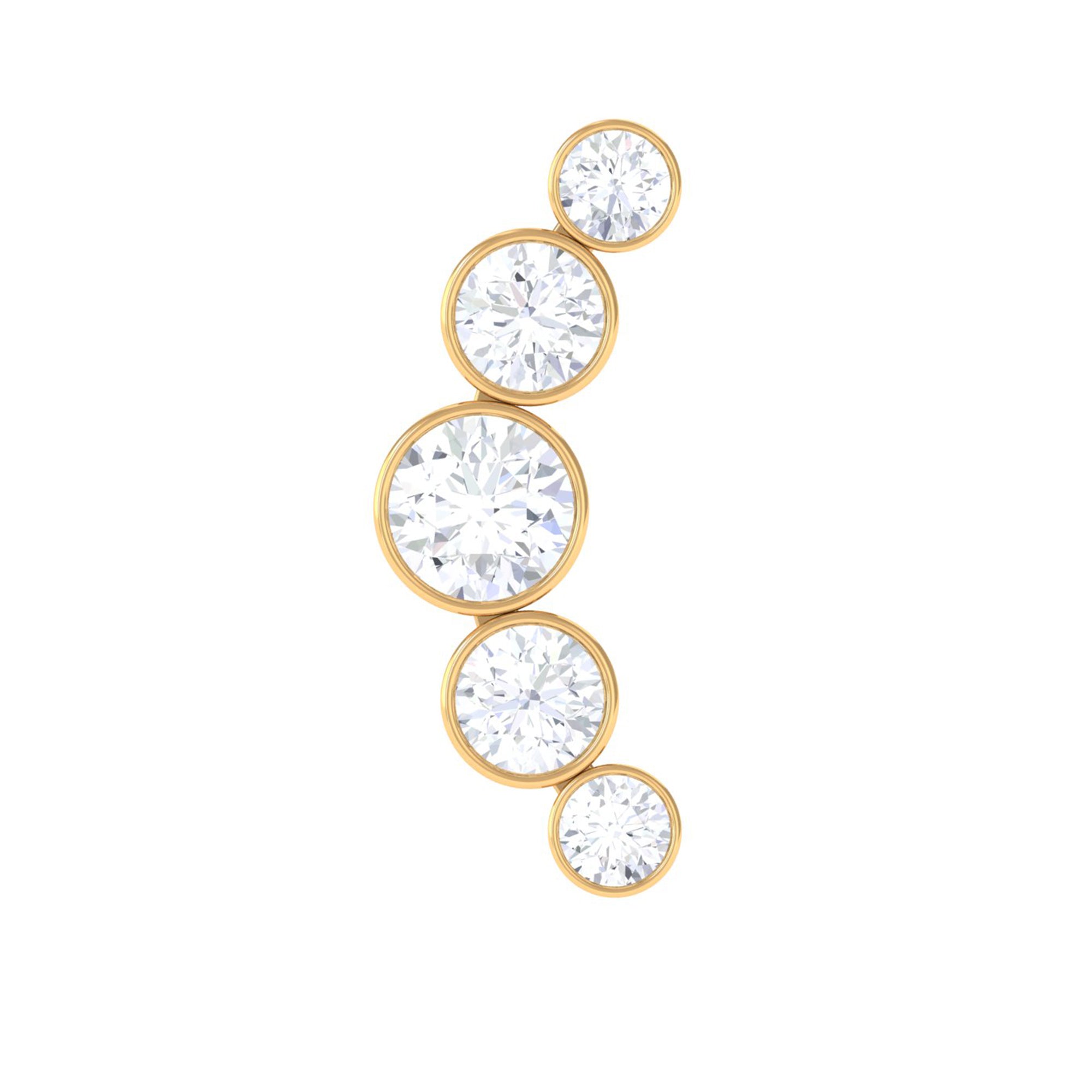 Rosec Jewels-Graduated Diamond Ear Climber Earring in Bezel Setting