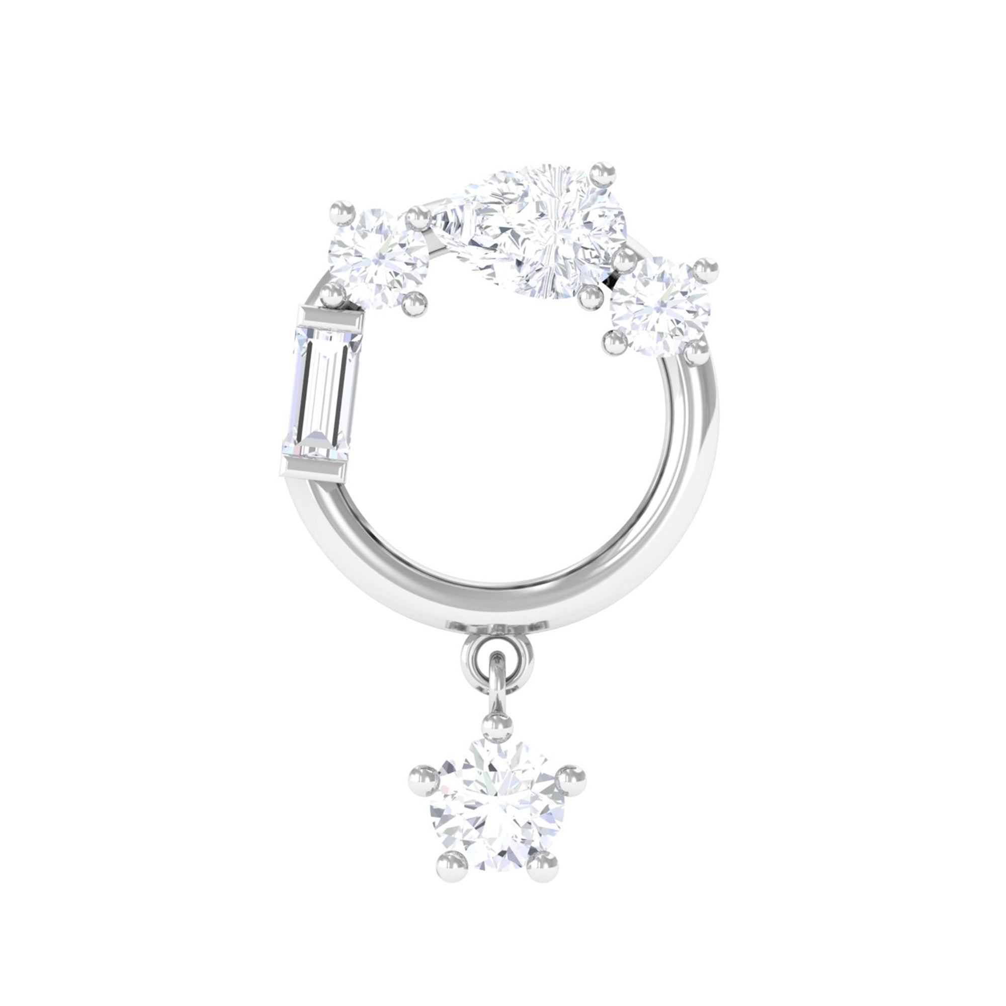 Rosec Jewels-Natural Diamond Circle Drop Earring with Flat Back