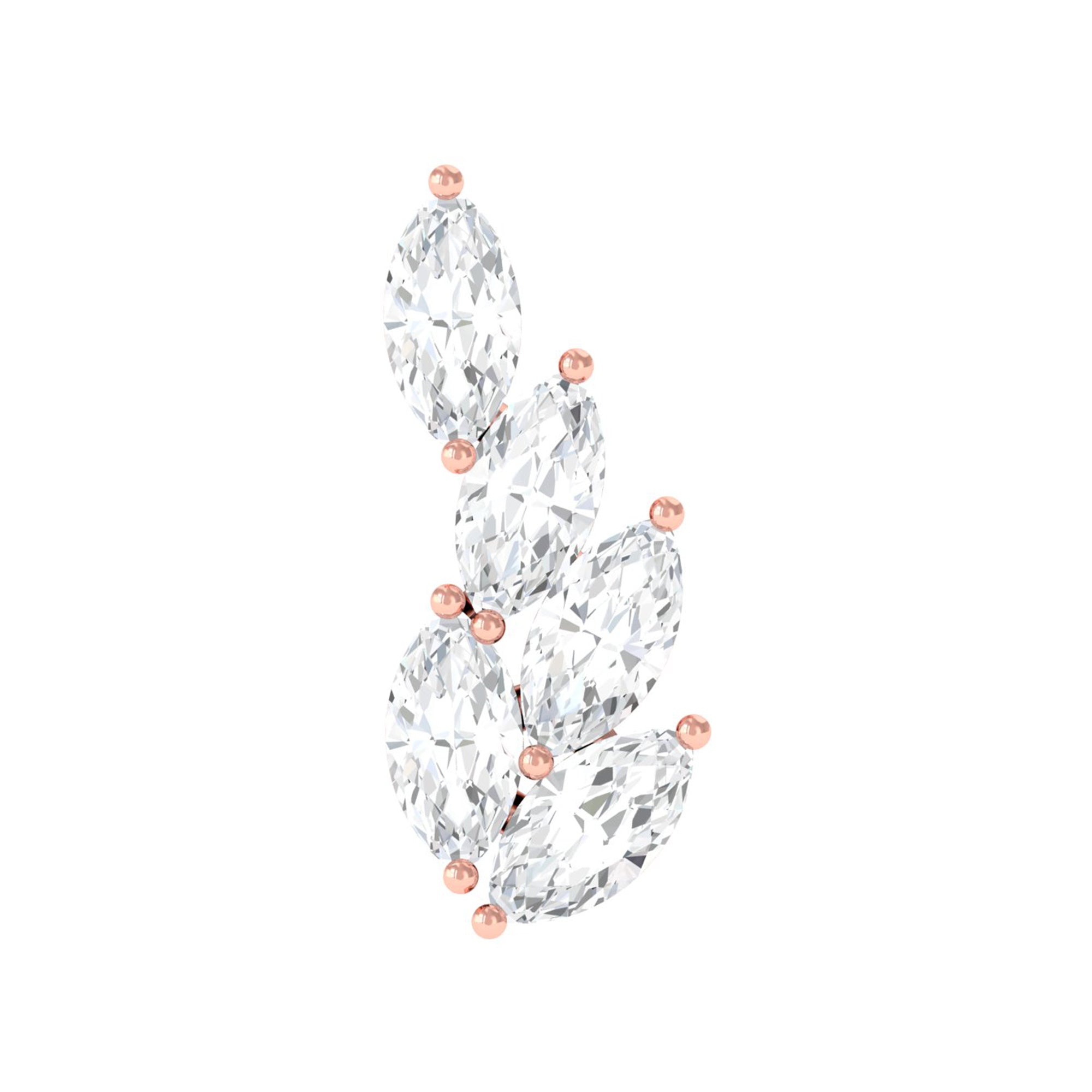 Rosec Jewels-Marquise Diamond Leaf Cluster Earring for Helix Piercing