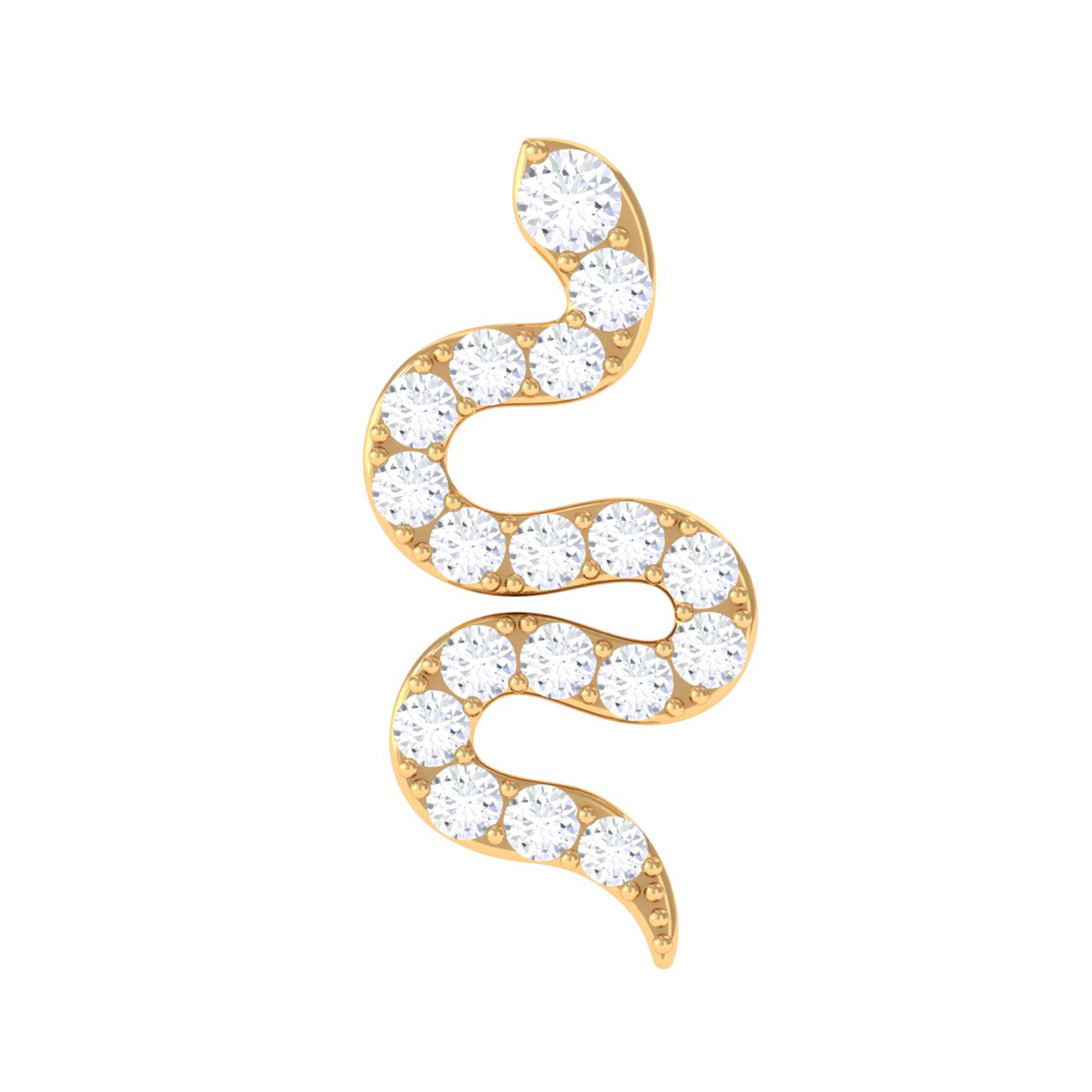 Rosec Jewels-Natural Diamond Snake Earring for Cartilage Piercing