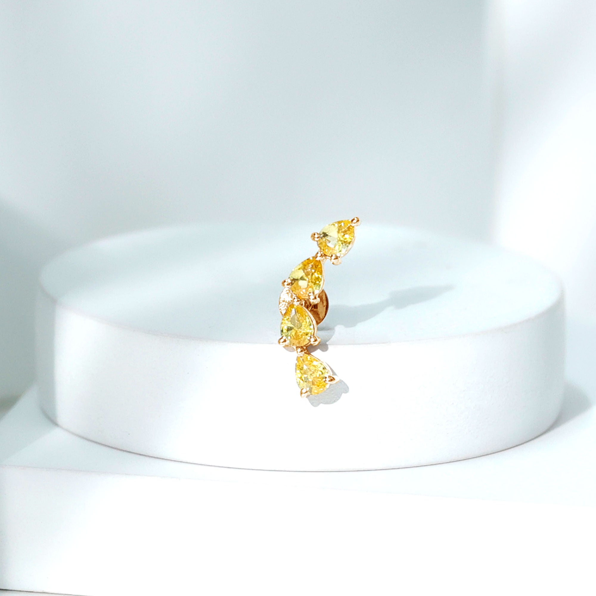 Rosec Jewels-Lab Created Yellow Sapphire Crawler Earrings