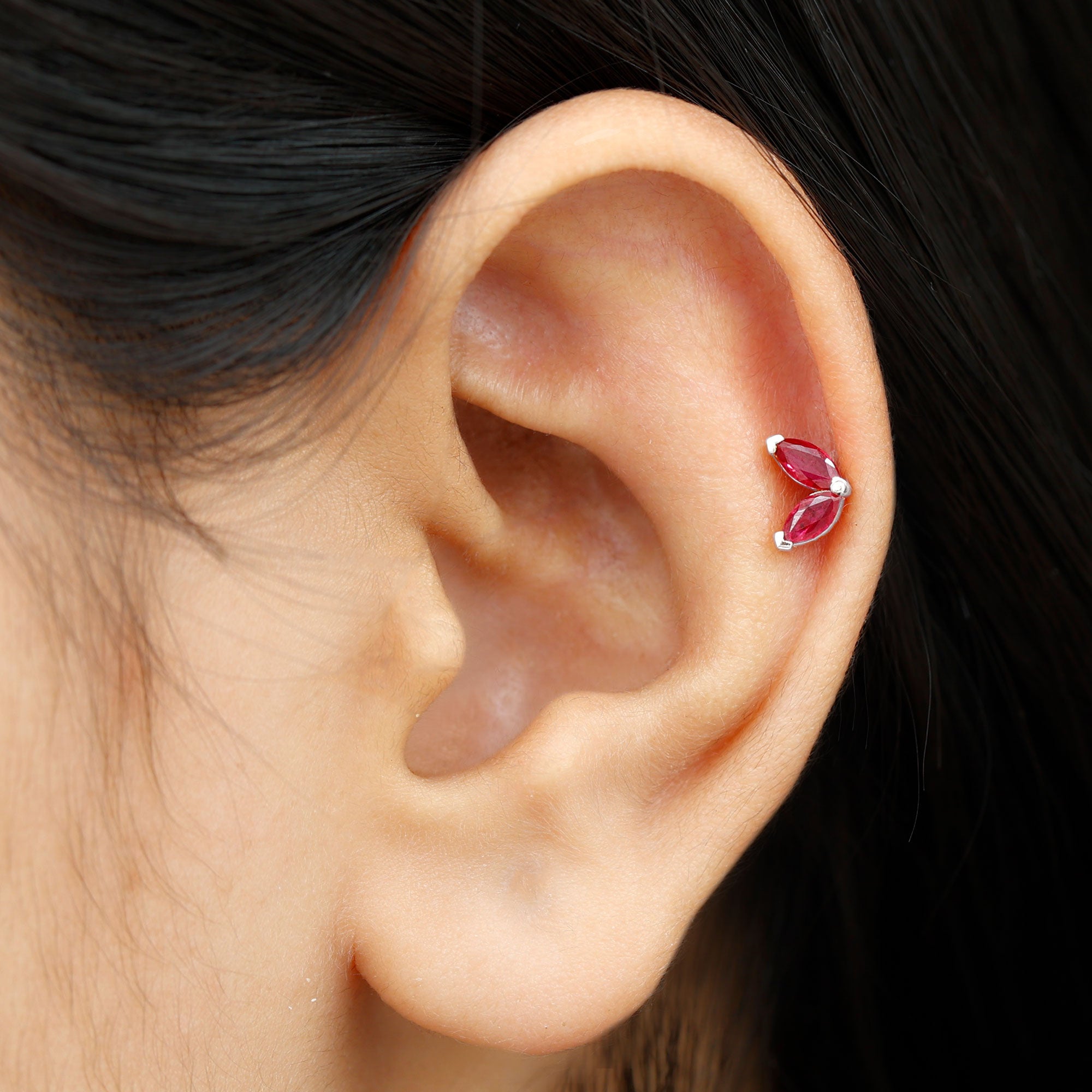 Rosec Jewels-Marquise Ruby Two Stone Cartilage Earring