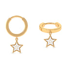 Rosec Jewels-Round Diamond Star Drop Hoop Earring for Helix Piercing