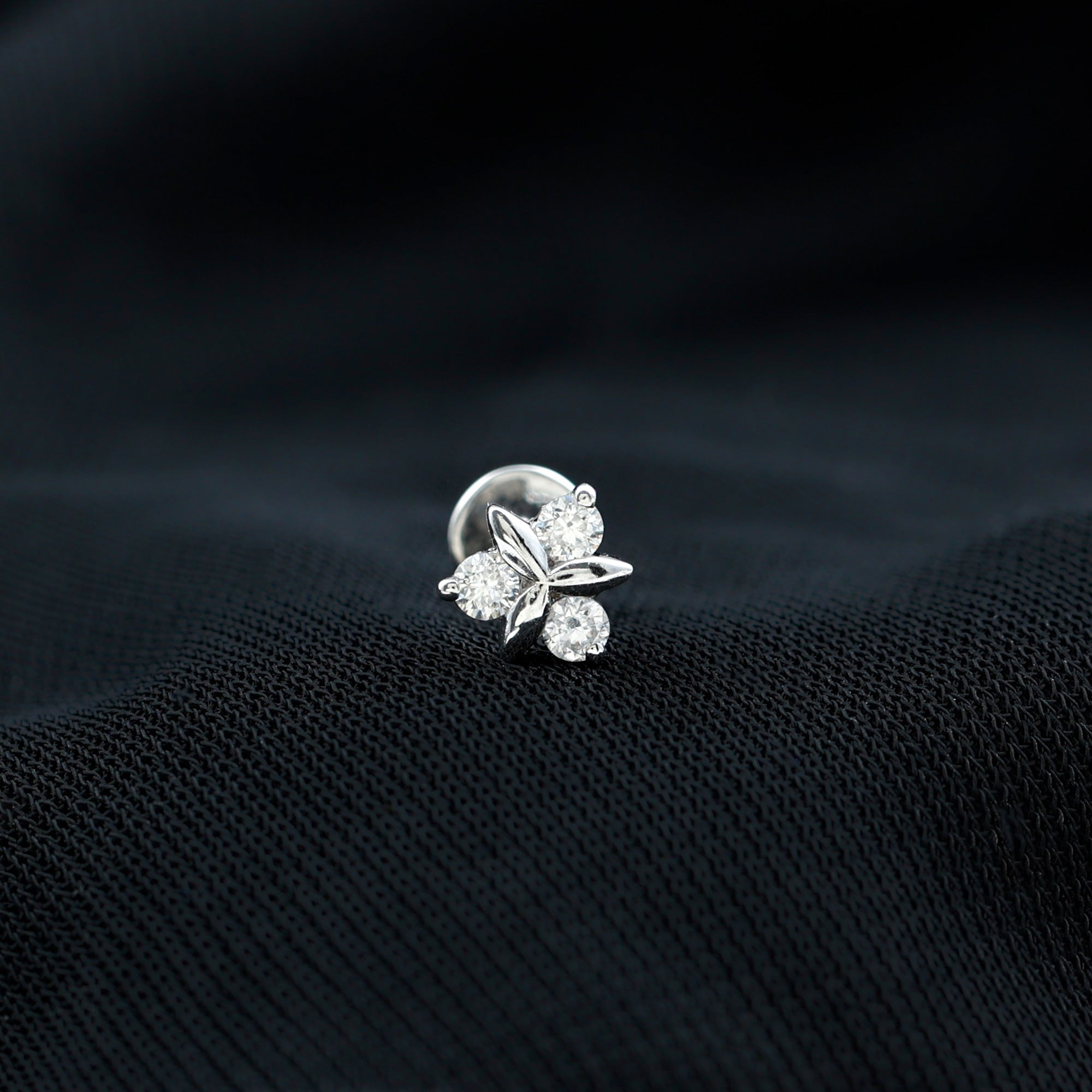 Rosec Jewels-Natural Diamond Floral Earring for Conch Piercing