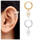 Rosec Jewels-Natural Diamond Evil Eye Dangling Helix Hoop Earring