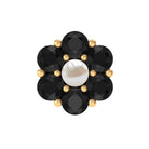 Rosec Jewels-Tiny Black Onyx and Freshwater Pearl Flower Conch Earring