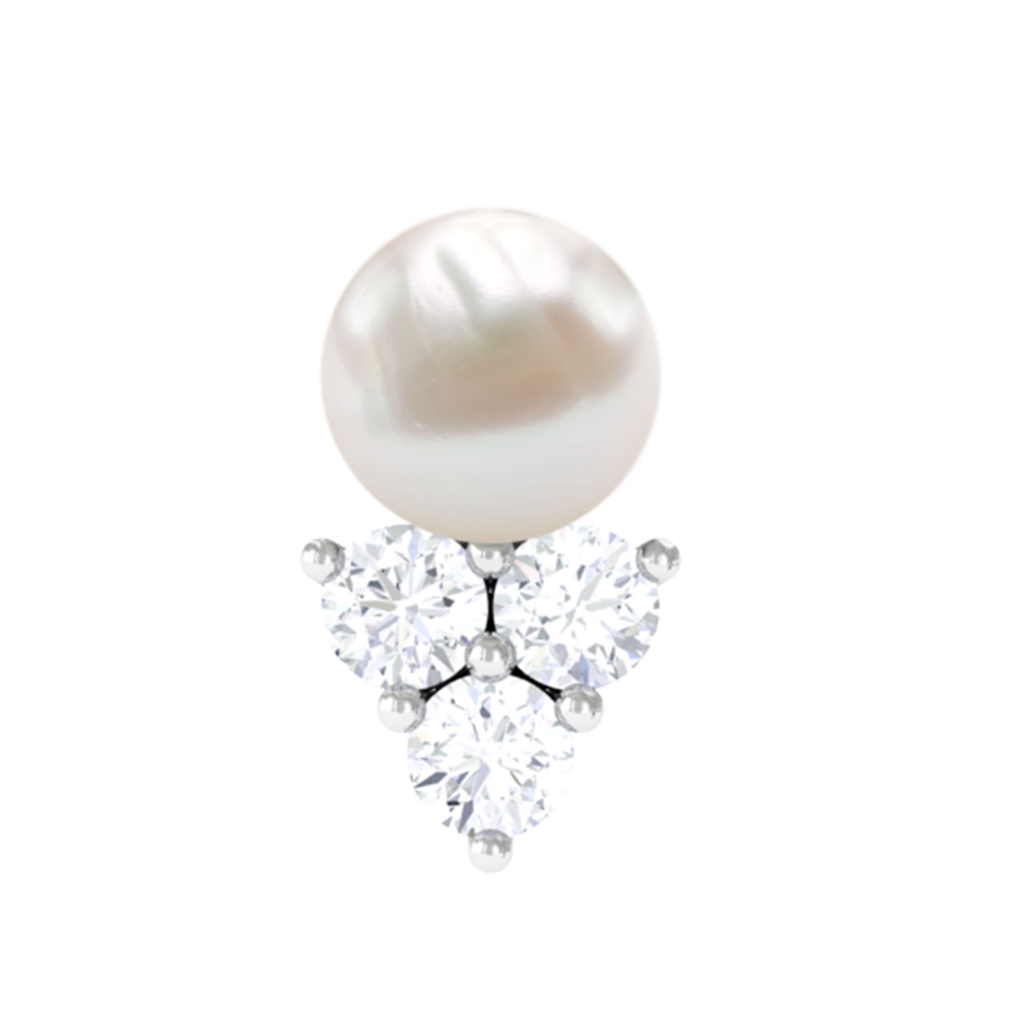 Rosec Jewels-Minimal Freshwater Pearl and Moissanite Tragus Earring