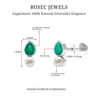 Rosec Jewels-Pear Cut Green Emerald and Freshwater Pearl Tragus Earring