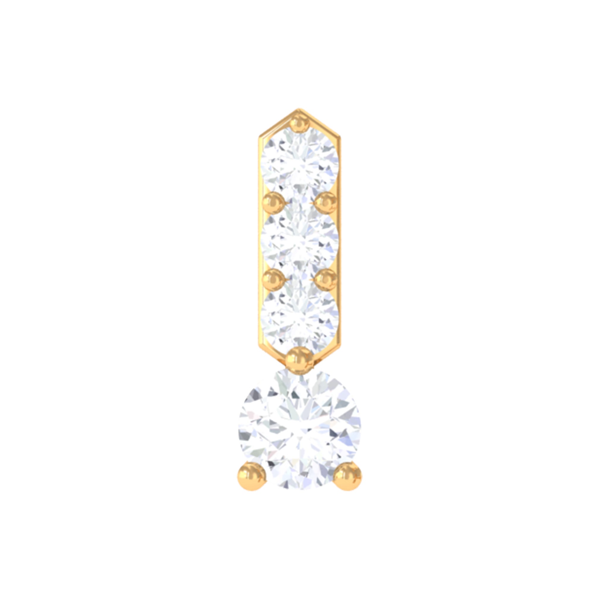 Rosec Jewels-Round Moissanite Simple Gold Bar Tragus Earring