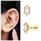 Rosec Jewels-Oval Cut Moissanite Solitaire Hexagon Helix Earring