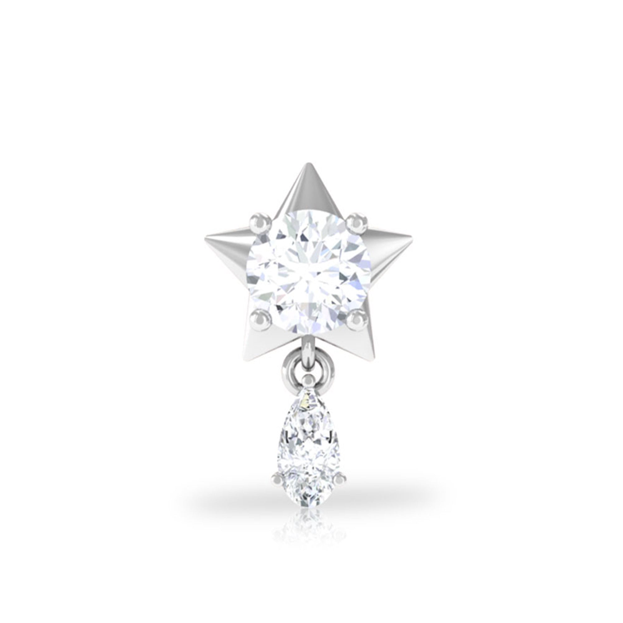 Rosec Jewels-Unique Moissanite Star Drop Earring for Cartilage Piercing