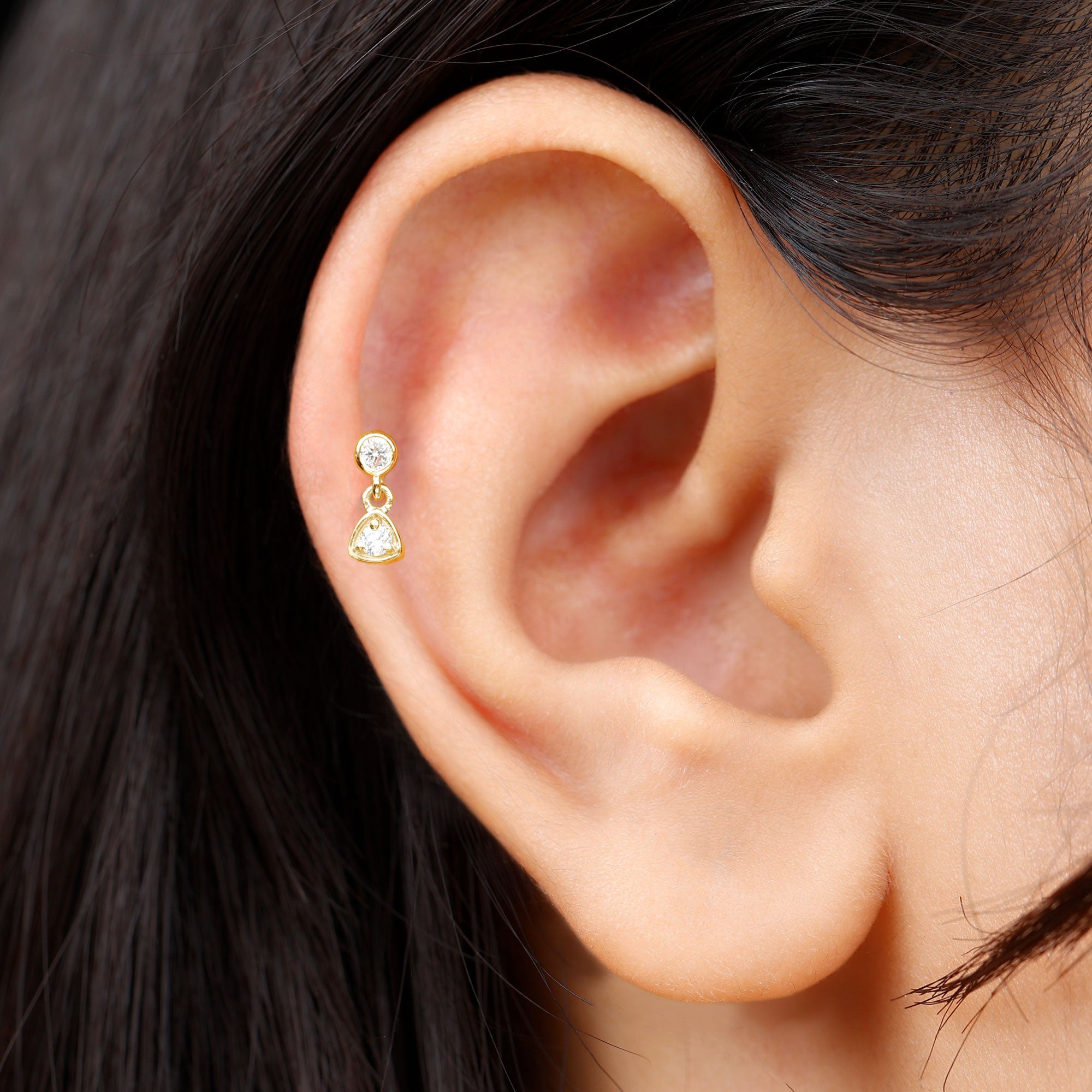 Rosec Jewels-Genuine Diamond Drop Earring for Helix Piercing