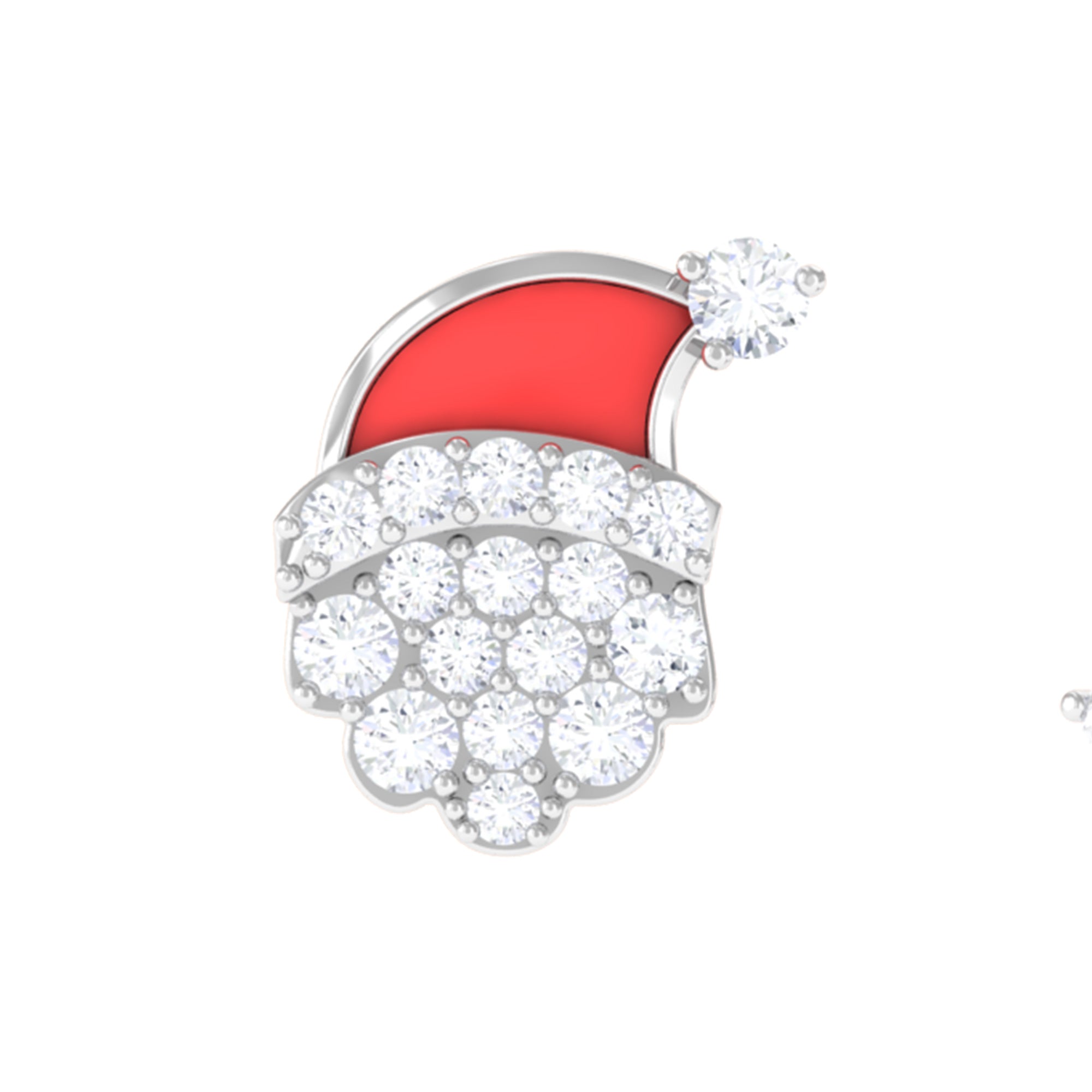 Rosec Jewels-Certified Moissanite Xmas Santa Helix Earring with Red Enamel