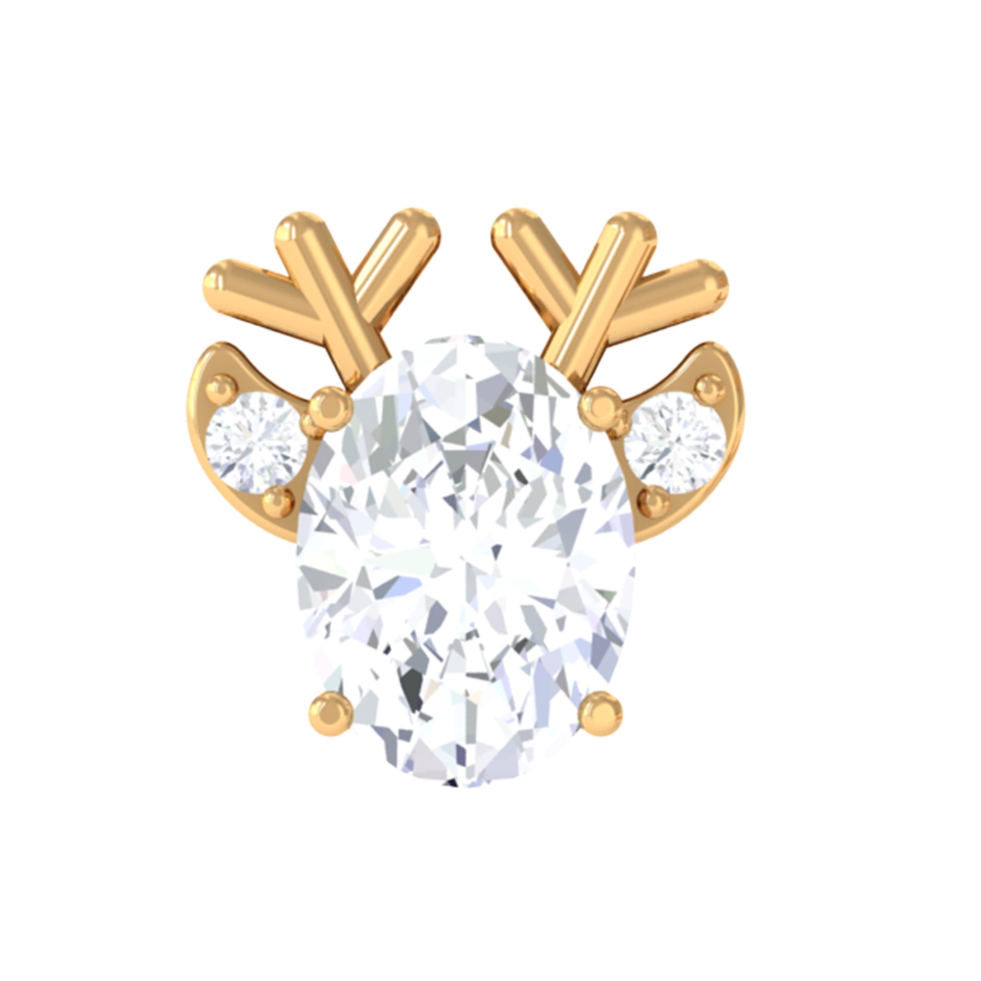 Rosec Jewels-Christmas Oval Moissanite Solitaire Reindeer Earring