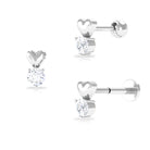 Rosec Jewels-Round Moissanite Heart Tragus Earring in Gold