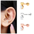 Rosec Jewels-Round Moissanite Heart Tragus Earring in Gold