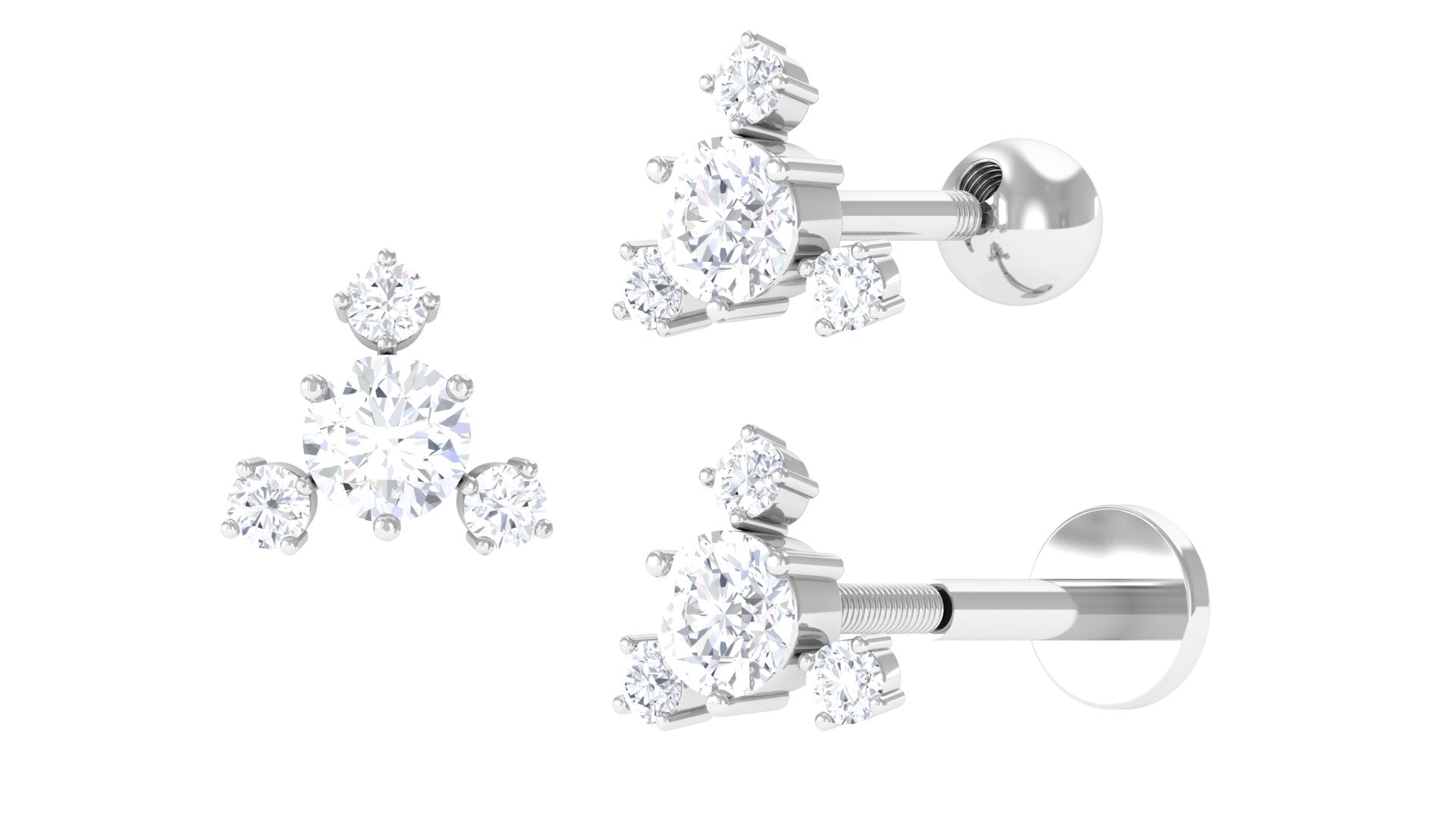 Rosec Jewels-Simple Round Moissanite Cluster Cartilage Earring